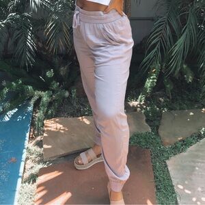 Purple Aritzia Linen Joggers